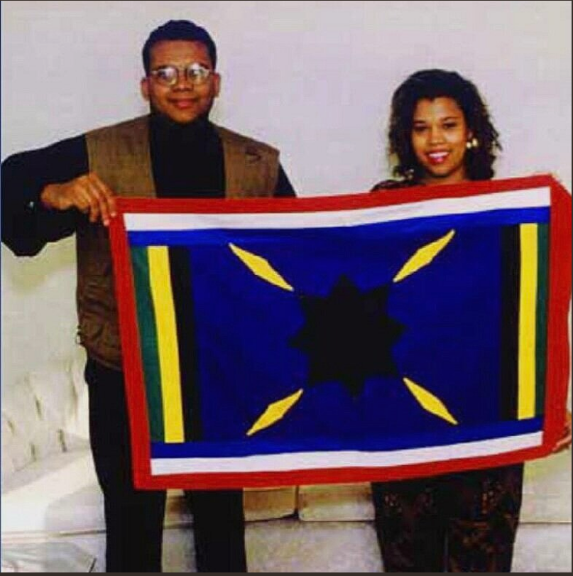 david and tonya with flag