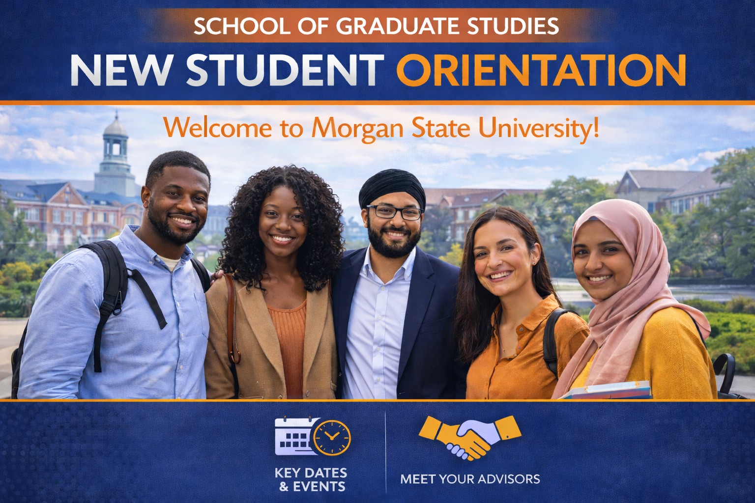 graduate school new student orientation graphic