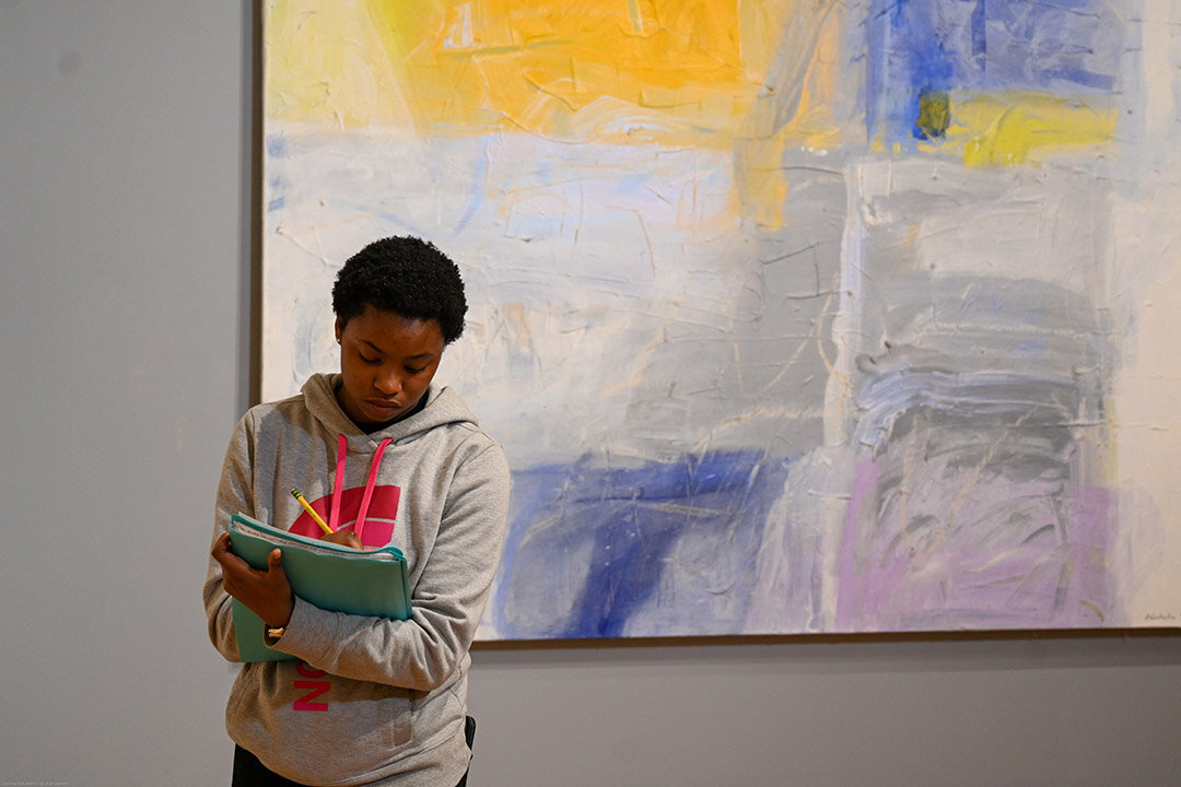 student in the James E Lewis Museum of Art