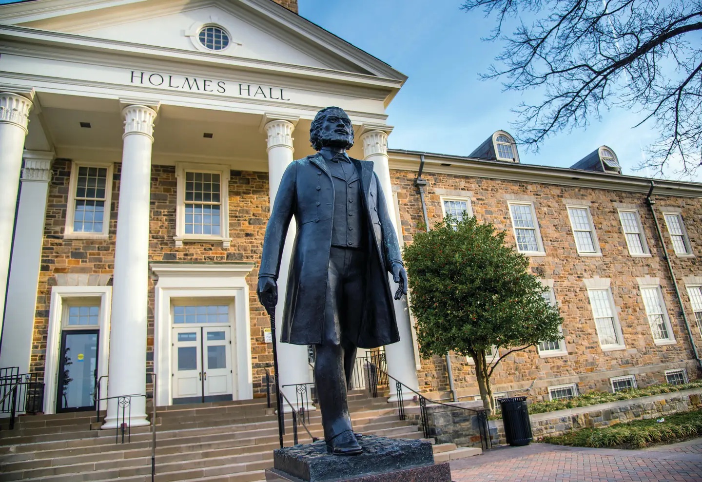 Douglas statue in front of Holmes Hall
