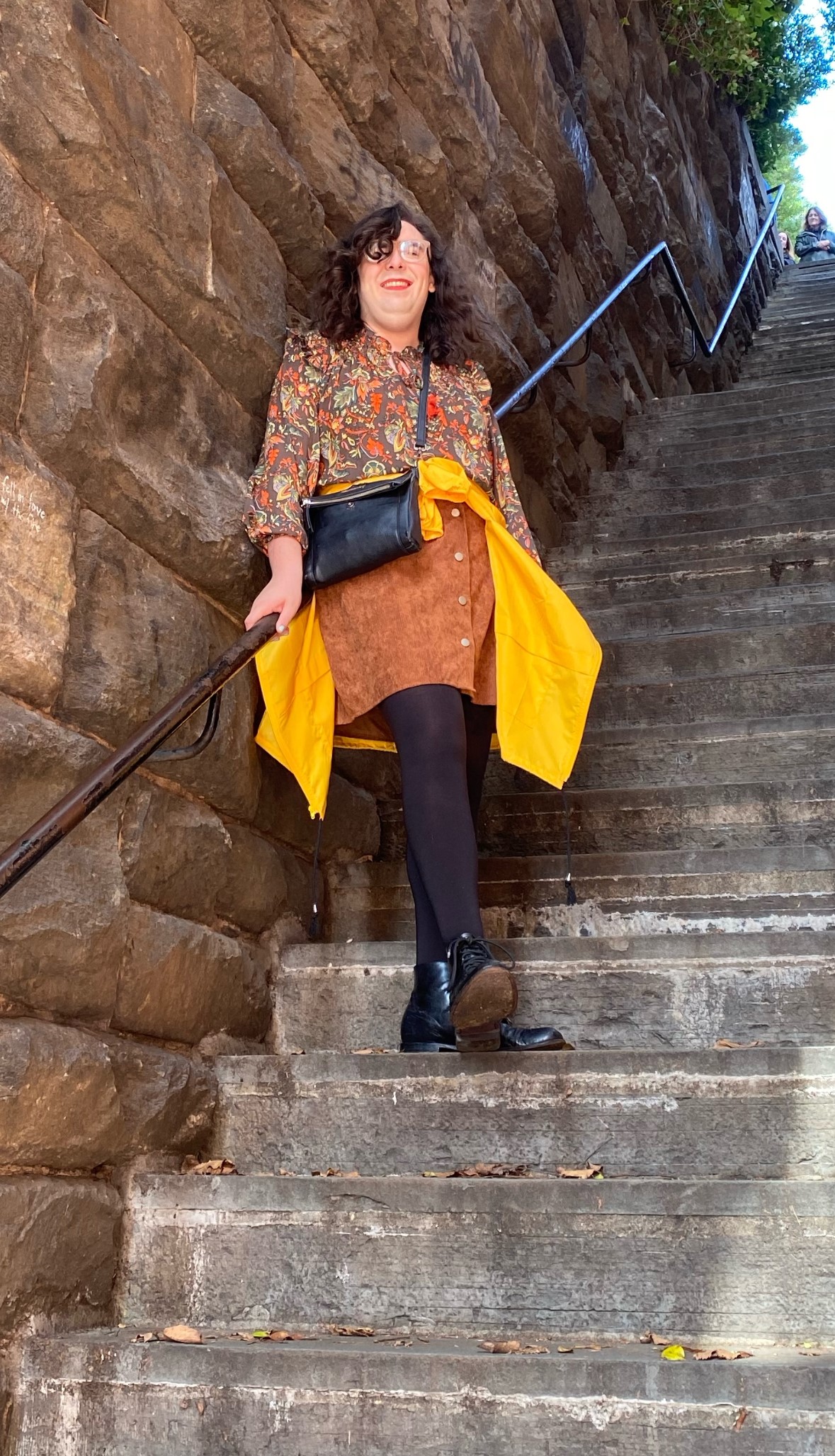 Talia Burnside, standing on stairs