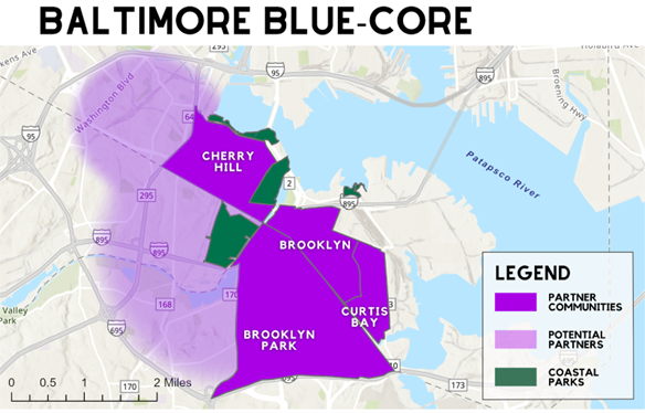 Map of Partner Communities, Potential Partners, and Coastal Parks