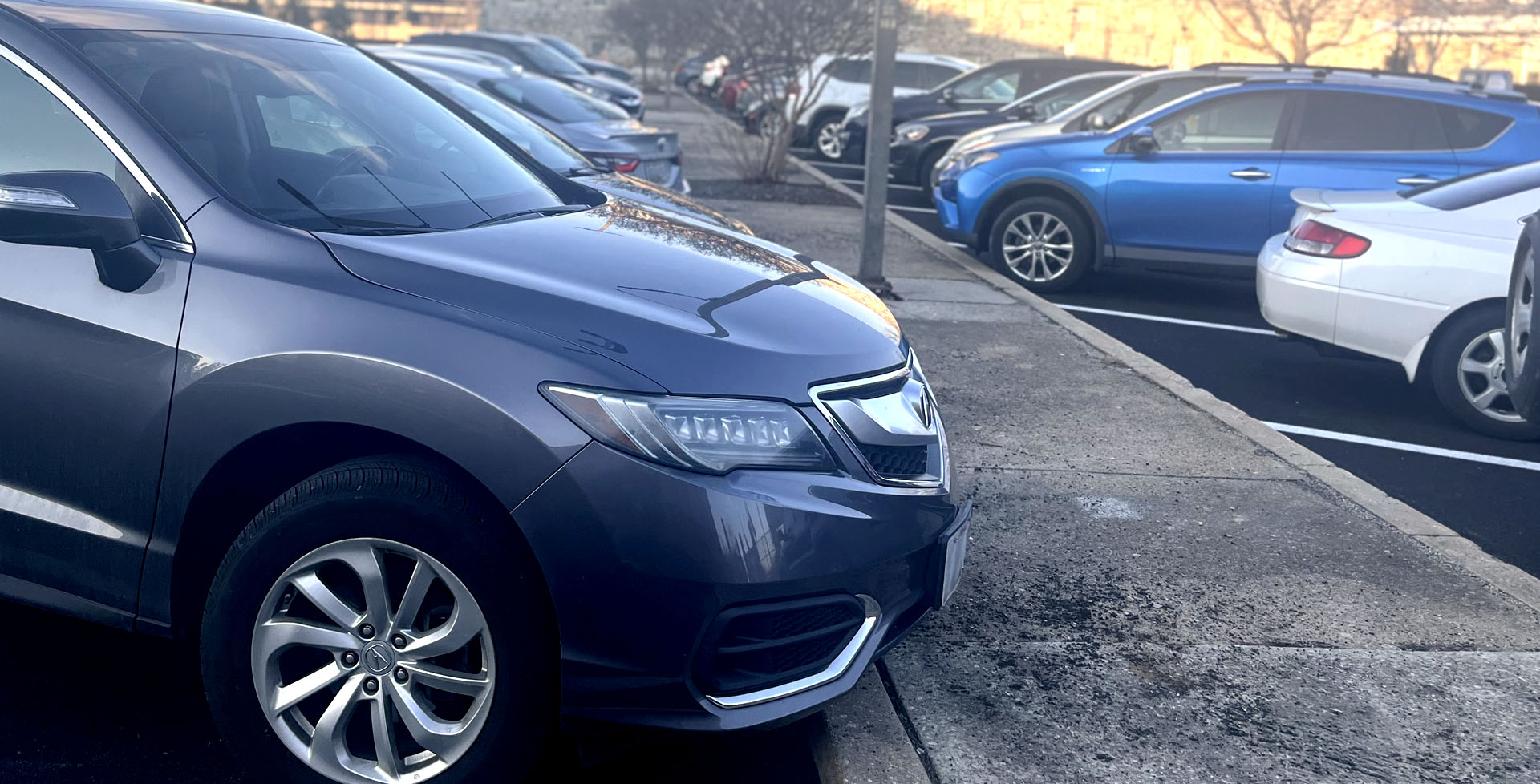 vehicles in a parking lot