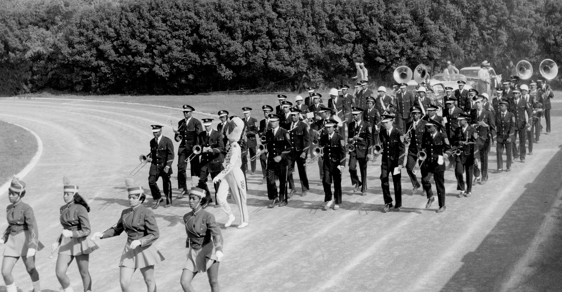 historic photo of marching band
