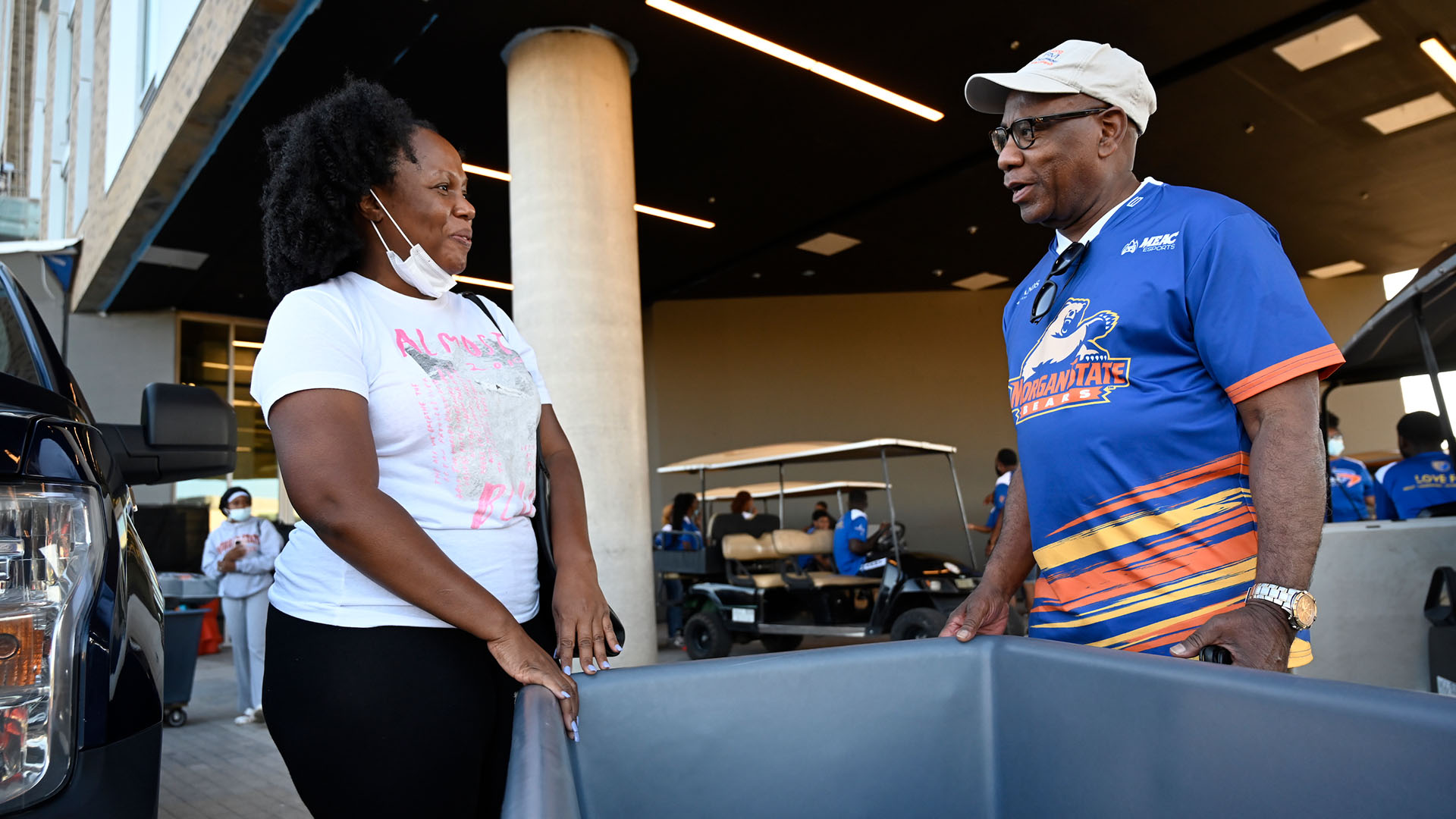 President Wilson speaking to a parent