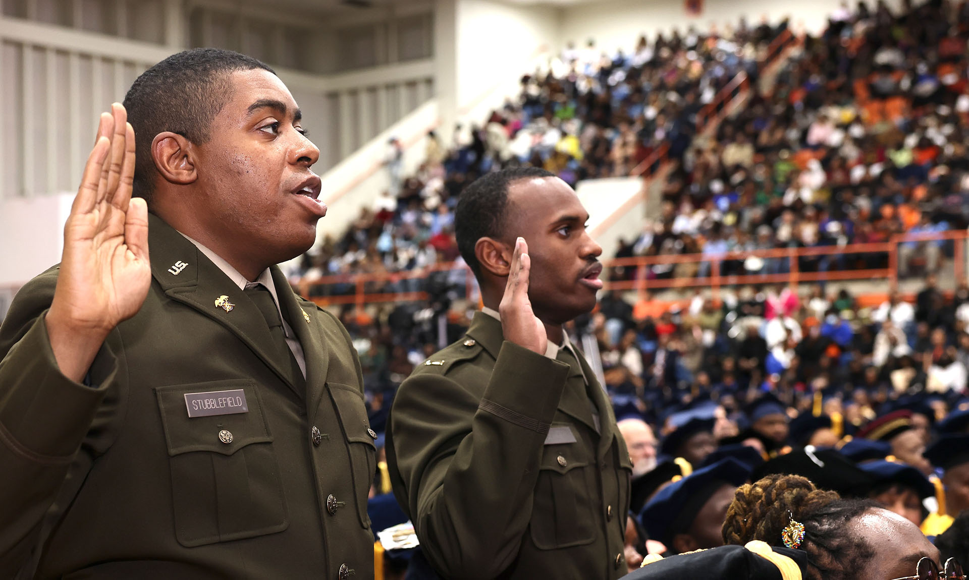 Two graduates who were recently commissioned as U.S. Army second lieutenants after completing Morgan&rsquo;s Bear Battalion ROTC program were recognized.
