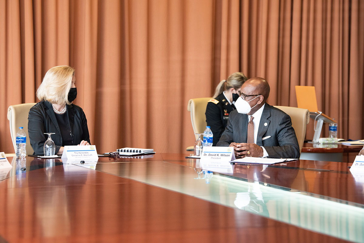 Dr. Wilson speaking to U.S. Army Secretary Wormuth