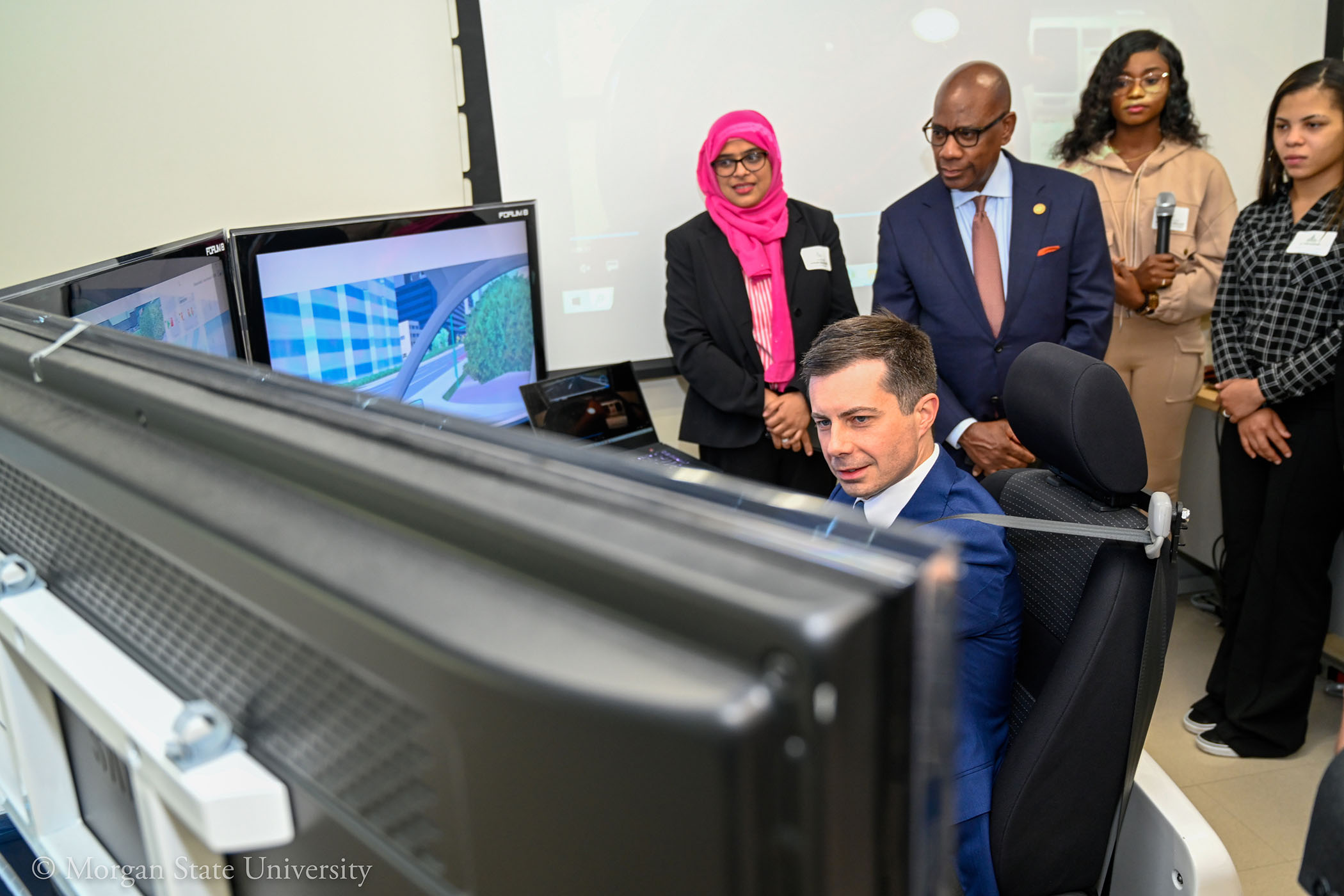 Secretary Buttigieg tests the driving simulator