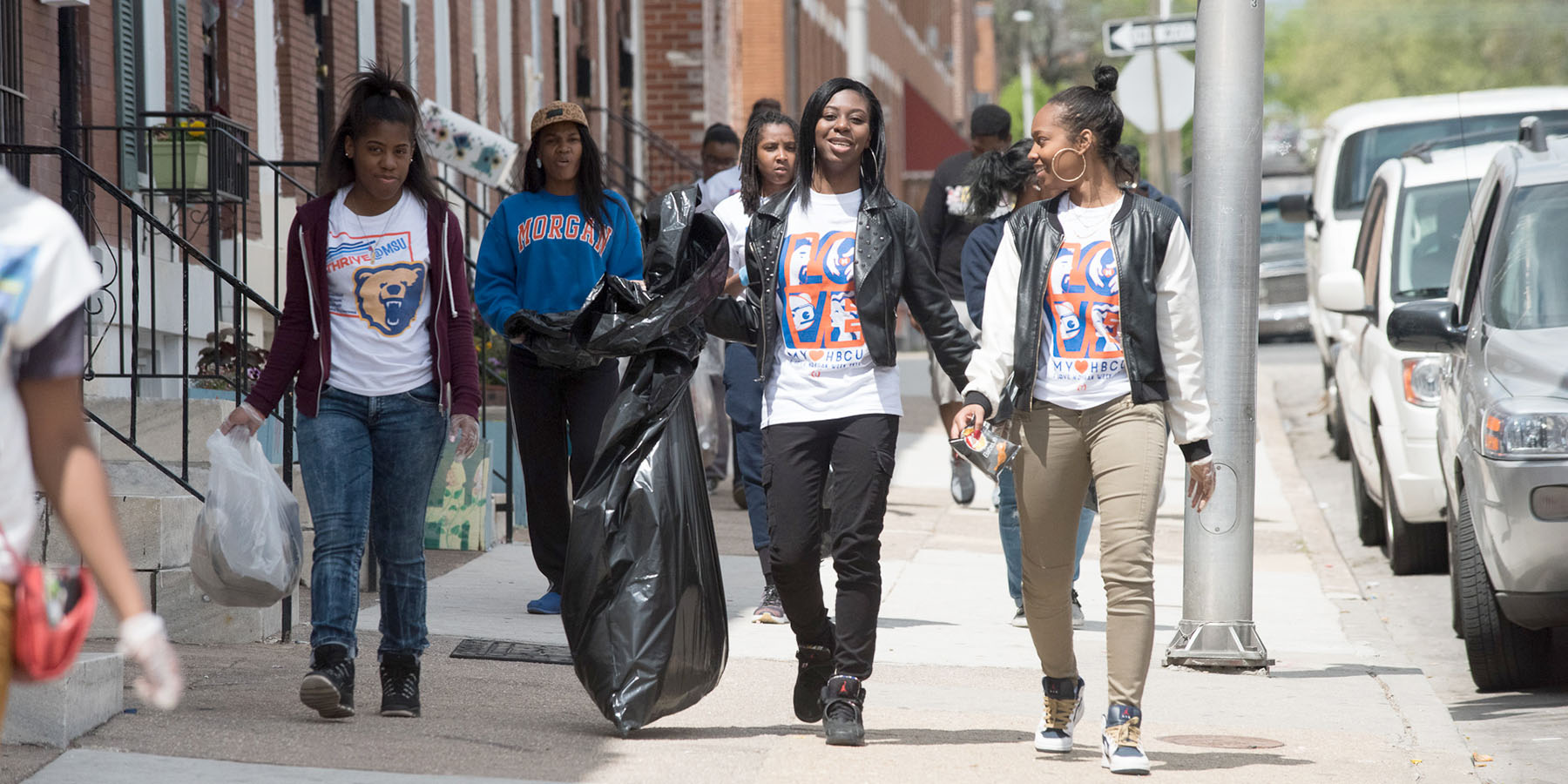 Morgan students cleaning up in the community