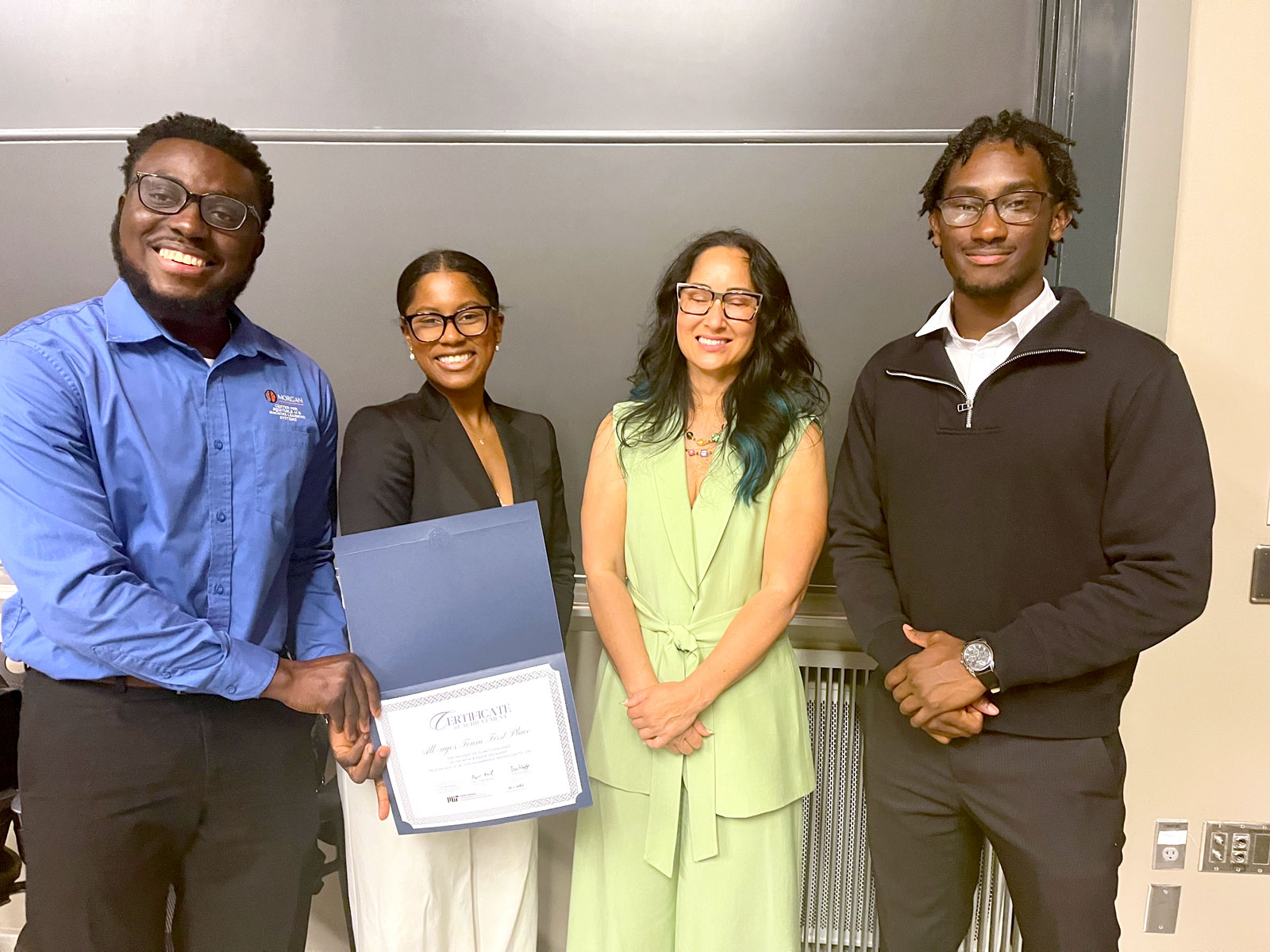 Congratulations to our first-place winners of the ThermaWise Project: Engineering Student Jamal Williamson, Graduate Construction Management Student Kianna Spencer, and Graduate Engineering Student David Nyarko!