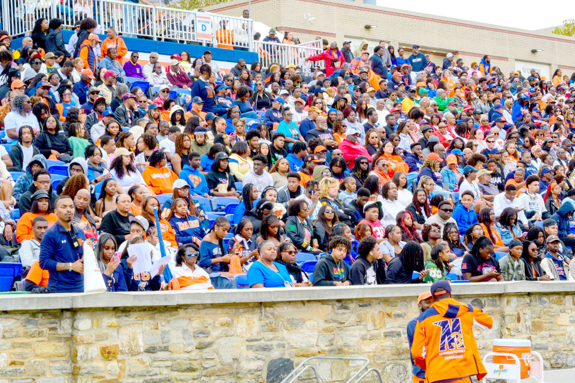 Morgan State alumni, students and fans attend the 2025 Homecoming Day football game at Hughes Stadium.
