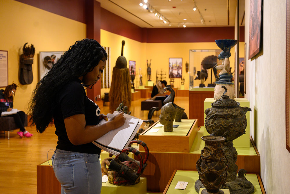 student in the museum