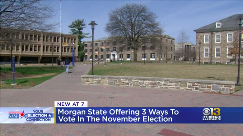 WJZ news cast showing the academic quad