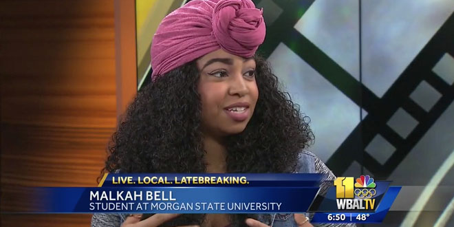 student Malkah Bell on WBAL TV