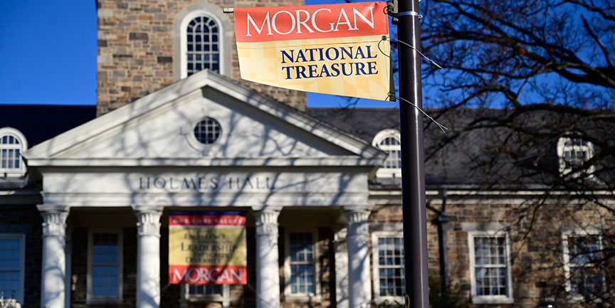 Holmes Hall with National Treasure flag