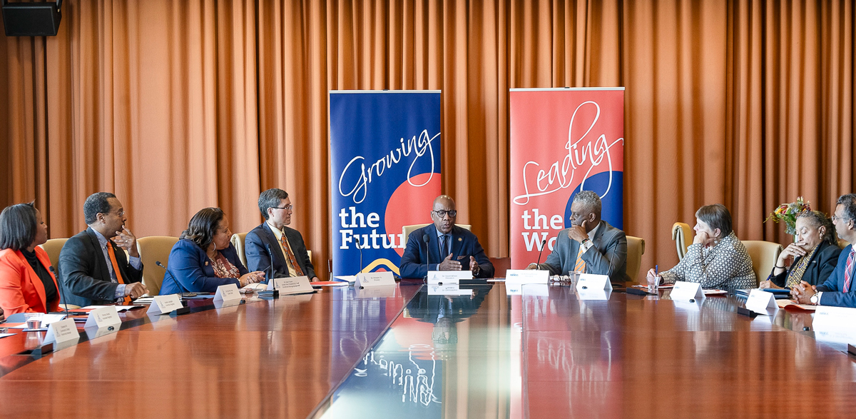 Leadership teams from MSU and BMCC meet on Morgan's campus for the official partnership agreement signing ceremony.