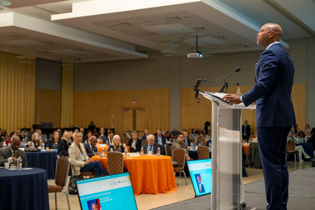 Maryland Governor Wes Moore delivers the keynote speech.