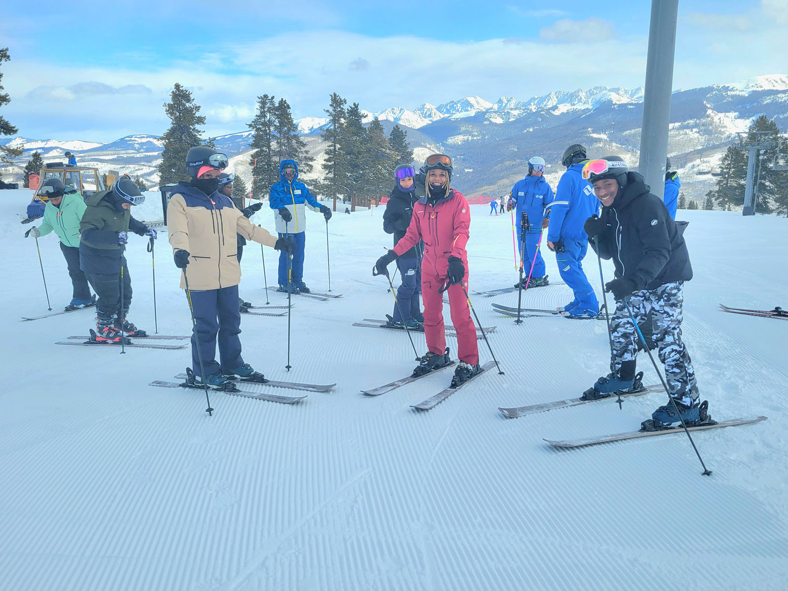 Students on skis