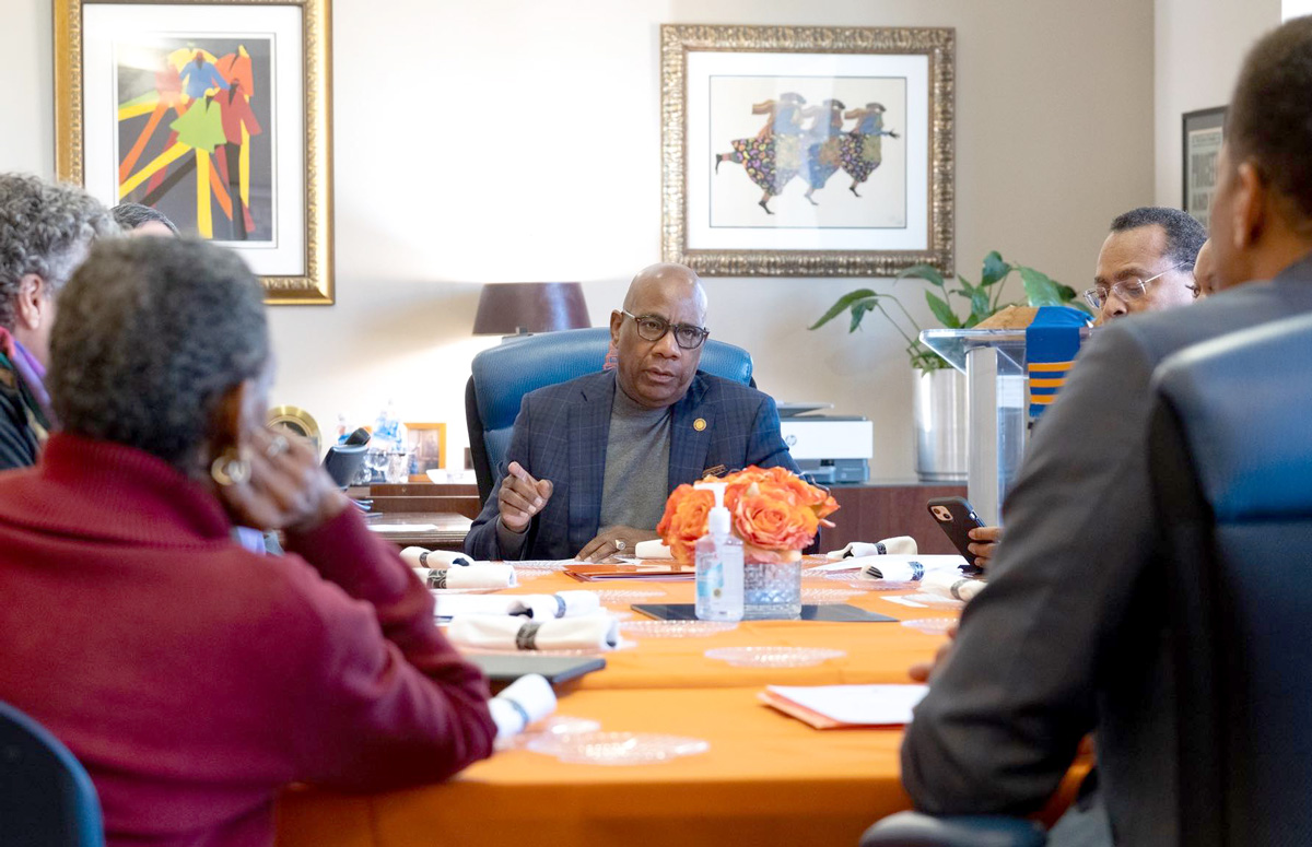 Morgan President David K. Wilson and members of his senior leadership team meet with Senator Arthur Ellis