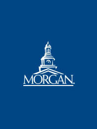 Morgan logo on blue background